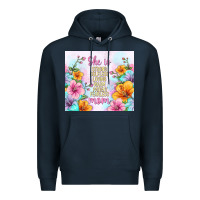 Navy she is mom with flowers Premium Hoodie - TumblerDesignByShophia