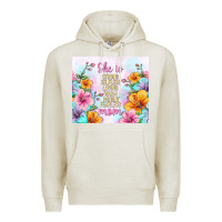 Oatmeal Heather she is mom with flowers Premium Hoodie - TumblerDesignByShophia