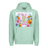 Seafoam she is mom with flowers Premium Hoodie - TumblerDesignByShophia