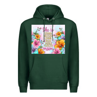 Sports Green she is mom with flowers Premium Hoodie - TumblerDesignByShophia