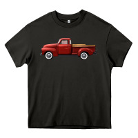 Asphalt western red truck right side view Heavy Core Tee - FaDigitalArtStudio