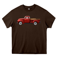Chocolate Brown western red truck right side view Heavy Core Tee - FaDigitalArtStudio