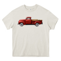 Cream western red truck right side view Heavy Core Tee - FaDigitalArtStudio