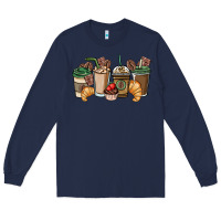 Navy coffee coffee cups Long Sleeve Tee - NancyCooperArtShop