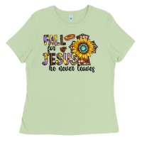 Matcha fall for jesus he never leaves Ladies Tee - CowhideDigitalArt