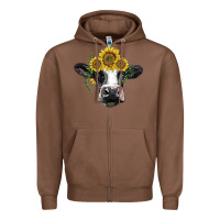 Chestnut holstein cow with sunflower Zipper Hoodie - BarkalooDesign