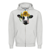 Dove Grey holstein cow with sunflower Zipper Hoodie - BarkalooDesign