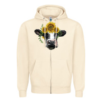 Sandshell holstein cow with sunflower Zipper Hoodie - BarkalooDesign