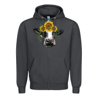 Smoke holstein cow with sunflower Zipper Hoodie - BarkalooDesign