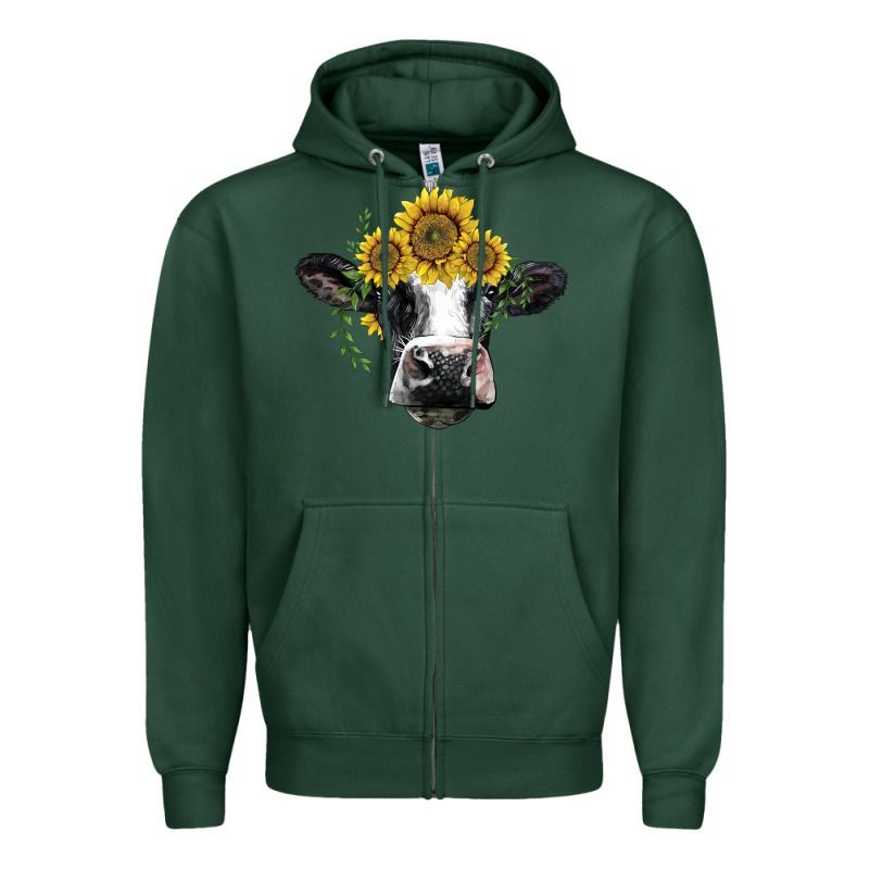 Holstein Cow With Sunflower Zipper Hoodie by BarkalooDesign | Teevron