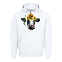 White holstein cow with sunflower Zipper Hoodie - BarkalooDesign
