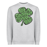 Heather Grey leopard shamrock Heavyweight Sweatshirt - MaliasSmallBusiness