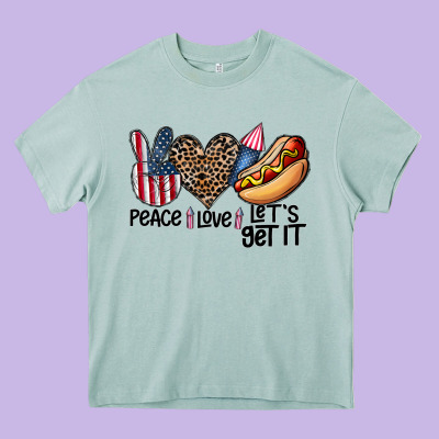 Peace Love Let's Get It Heavy Core Tee Designed By Cowhidedigitalart