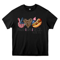 Black peace love let's get it Heavy Core Tee - CowhideDigitalArt