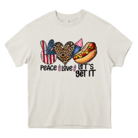 Cream peace love let's get it Heavy Core Tee - CowhideDigitalArt