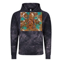 Cloud Black highland cow turquoise gemstones western patterns Vintage Hoodie - BarkalooDesign