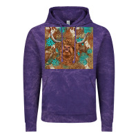 Cloud Purple highland cow turquoise gemstones western patterns Vintage Hoodie - BarkalooDesign