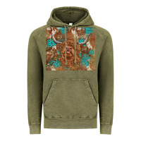 Vintage Olive highland cow turquoise gemstones western patterns Vintage Hoodie - BarkalooDesign