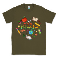 Army Green maestra teacher heart doodle Classic Tee - MaliasSmallBusiness