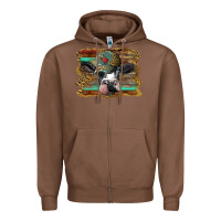 Chestnut holstein cow with cap and leopard background Zipper Hoodie - BarkalooDesign