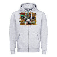 Heather Grey holstein cow with cap and leopard background Zipper Hoodie - BarkalooDesign