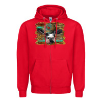 Red holstein cow with cap and leopard background Zipper Hoodie - BarkalooDesign