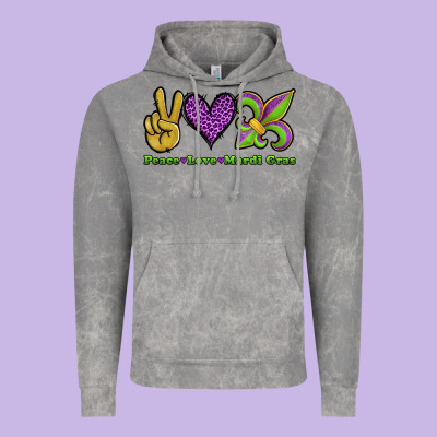 Peace Love Mardi Gras Vintage Hoodie Designed By Jasminsmagicworld