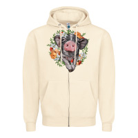 Sandshell baby pig floral wreath Zipper Hoodie - BarkalooDesign