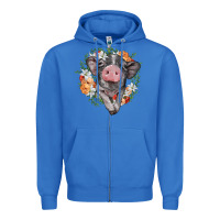 True Royal baby pig floral wreath Zipper Hoodie - BarkalooDesign