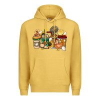 Antique Gold Chicken coffee cups Premium Hoodie - HowdyJamesFarm