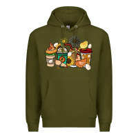 Army Green Chicken coffee cups Premium Hoodie - HowdyJamesFarm