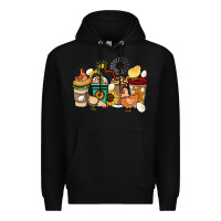 Black Chicken coffee cups Premium Hoodie - HowdyJamesFarm