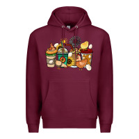 Burgundy Chicken coffee cups Premium Hoodie - HowdyJamesFarm