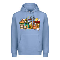 Colony Blue Chicken coffee cups Premium Hoodie - HowdyJamesFarm