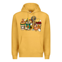 Mustard Chicken coffee cups Premium Hoodie - HowdyJamesFarm