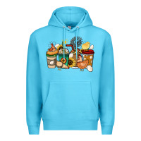 Ocean Blue Chicken coffee cups Premium Hoodie - HowdyJamesFarm