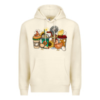 Sandshell Chicken coffee cups Premium Hoodie - HowdyJamesFarm