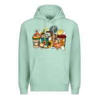 Seafoam Chicken coffee cups Premium Hoodie - HowdyJamesFarm