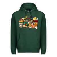 Sports Green Chicken coffee cups Premium Hoodie - HowdyJamesFarm