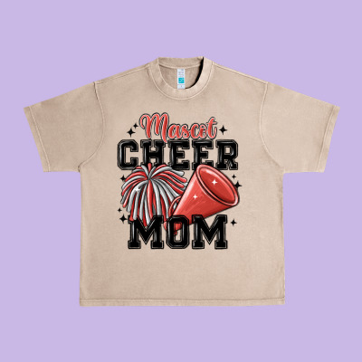 Mascot Cheer Mom Urban Heavy Tee Designed By Maliassmallbusiness