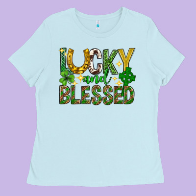 Lucky And Blessed St. Patricks Day Ladies Tee Designed By Neo Western