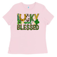 Bubblegum Pink Lucky and blessed st. patricks day Ladies Tee - Neo Western