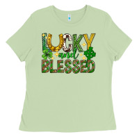 Matcha Lucky and blessed st. patricks day Ladies Tee - Neo Western