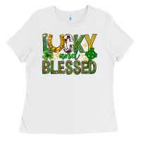White Lucky and blessed st. patricks day Ladies Tee - Neo Western