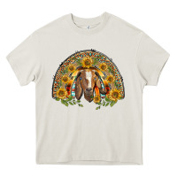 Cream Western Leopard Sunflower Goat Rainbow Heavy Core Tee - BarkalooDesign