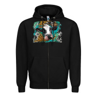 Black holstein cow leopard and western background Zipper Hoodie - BarkalooDesign