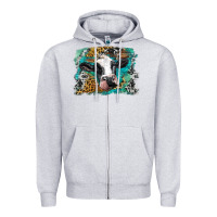 Heather Grey holstein cow leopard and western background Zipper Hoodie - BarkalooDesign