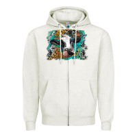 Oatmeal Heather holstein cow leopard and western background Zipper Hoodie - BarkalooDesign