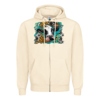 Sandshell holstein cow leopard and western background Zipper Hoodie - BarkalooDesign