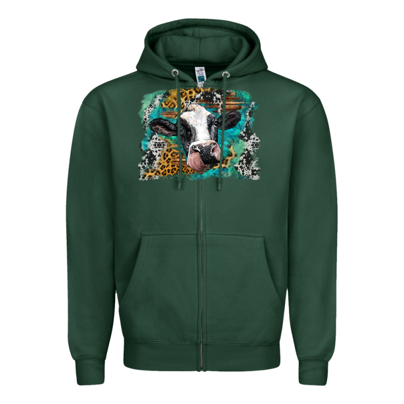 Holstein Cow Leopard And Western Background Zipper Hoodie by BarkalooDesign | Teevron